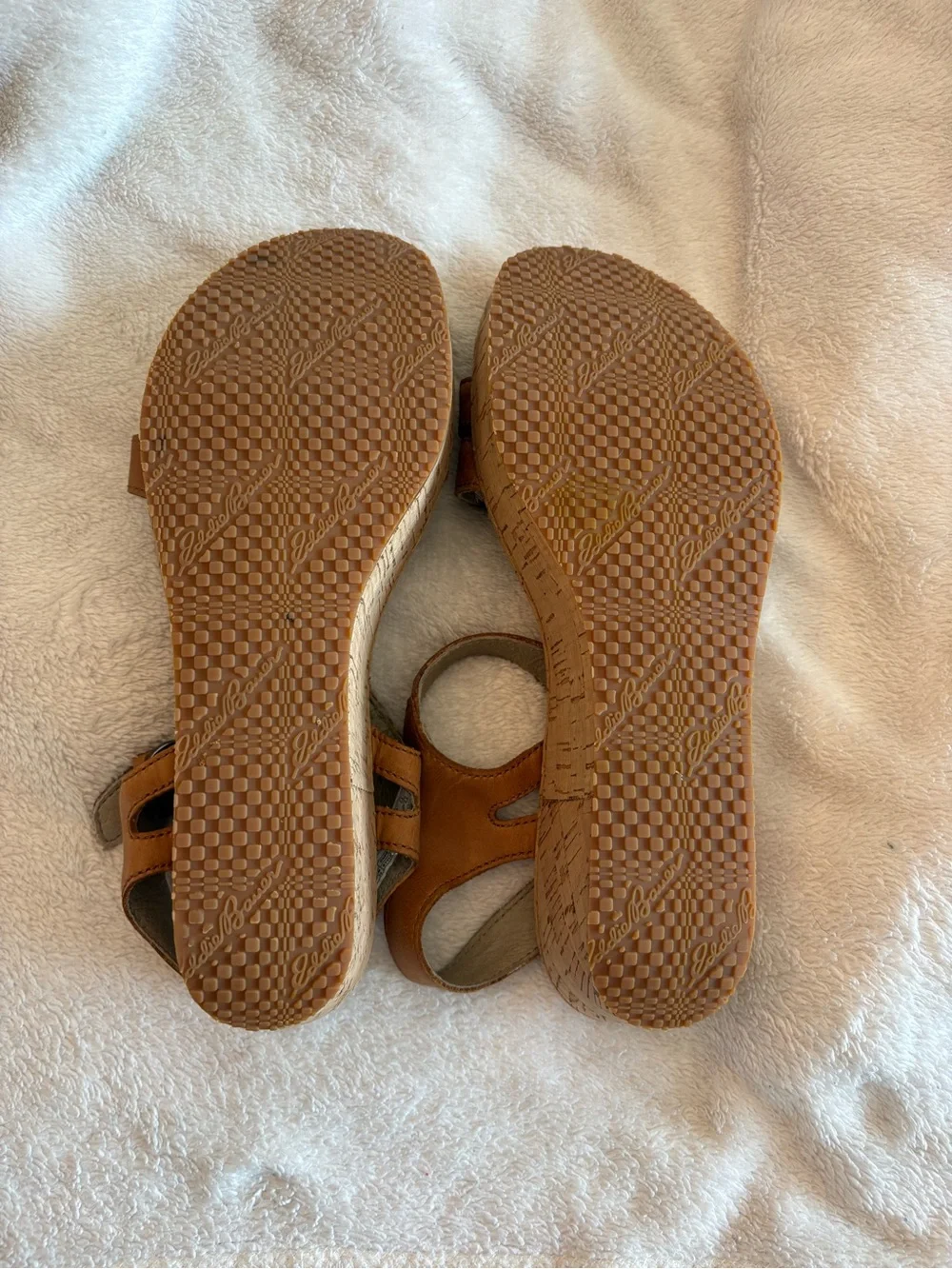 Eddie Bauer Brown Cork Wedge Sandals with Buckle Straps Beach Coastal